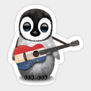 Baby Penguin Playing Dutch Flag Guitar Sticker